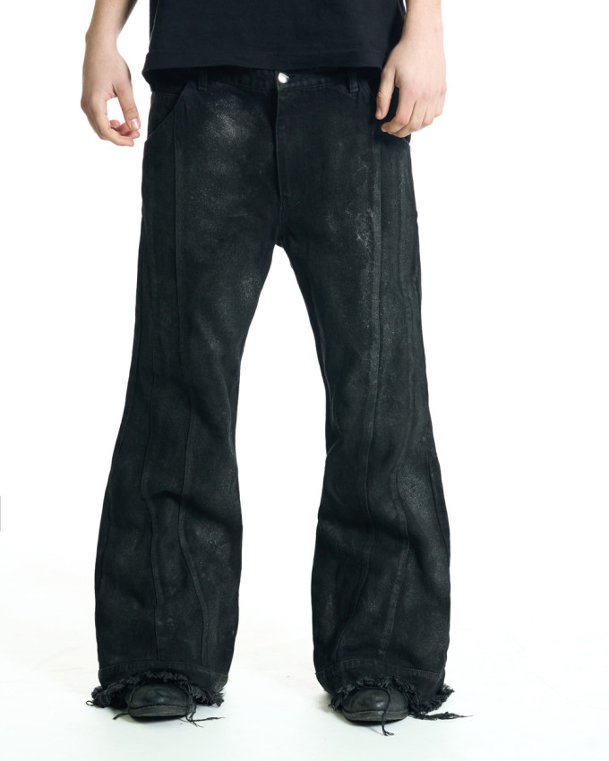 Джинсы клёш OGP Ash Waxed чёрные - 1